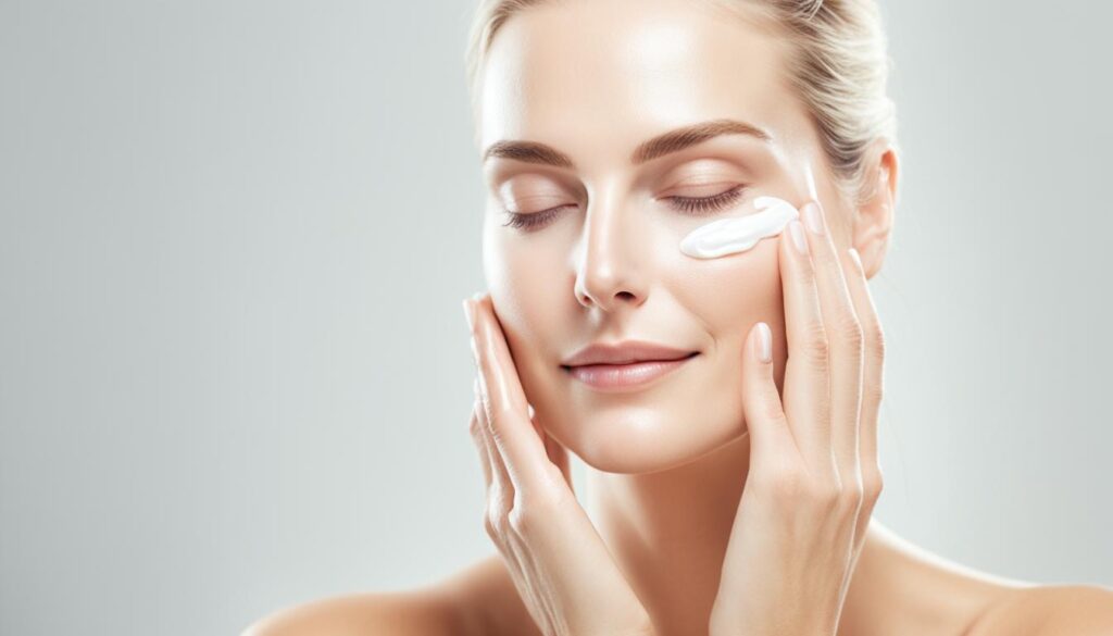 Delicate skin with eye cream